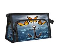 Anchor Reise-Kulturbeutel für Damen, Herren, Mädchen, Jungen, Schmetterlinge, Anker, multifunktionale Make-up-Tasche, Kosmetik-Organizer, Duschtasche, farbe, M, Taschen-Organizer