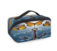 Anchor Reise-Make-up-Tasche für Damen, Herren, Mädchen, Jungen, Schmetterlinge, Anker, Kulturbeutel, tragbar, Kosmetik, Toilettenartikel, Organizer, Duschtasche