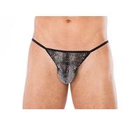 .Andalea Men's Collection Herren Dessous String grau/schwarz transparent mit Schlangenmuster Männer Slip Tanga Größe: 4XL/5XL