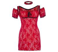 Andalea Rotes Spitzen Chemise transparent mit Schnürung Damen Negligee XXL Plus Size 54/56