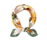 ANDANTINO Schal aus 100% echter Maulbeerseide, 53,3 x 53,3 cm, leichtes Halstuch, für Damen und Herren, klein, quadratisch, digital bedruckt, Ölgemälde Sonnenblume, Small