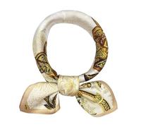 ANDANTINO Schal aus 100% echter Maulbeerseide, 53 x 53 cm, leichtes Halstuch, für Damen und Herren, klein, quadratisch, Digitaldruck, Blumen, Khaki, 36