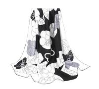 ANDANTINO Schal aus 100% reiner Maulbeerseide, 109,2 cm, groß, quadratisch, leicht, Kopftuch und Schal, für Damen, mit Geschenkverpackung, Schwarz-weiß-Blumen, Large