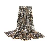 ANDANTINO Schal aus 100% reiner Maulbeerseide, 110 cm, groß, quadratisch, leicht, Kopftuch und Schal, für Damen, mit Geschenkverpackung, Schwarz-goldenes Paisleymuster, 42