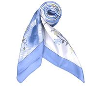 ANDANTINO Schal aus 100% reiner Maulbeerseide, 88,9 cm, groß, quadratisch, leicht, Kopftuch, Damen-Haarwickel mit Geschenkverpackung, Hell, blau, Large