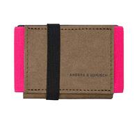 Anders & Komisch A&K Mini Portemonnaie Damen mit Münzfach - Slim Wallet Kartenhalter - Handarbeit aus Deutschland - Kleiner Geldbeutel Reise-Geldbörse Braun/Pink 9 x 5,5 cm