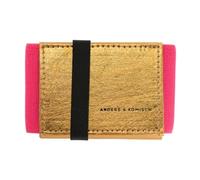 Anders & Komisch A&K Mini Portemonnaie mit Münzfach Damen - Travel Wallet - Kleine Geldbörse für die Hosentasche Nachhaltiger Geldbeutel Handarbeit aus Deutschland Gold/Pink 9 x 5,5 cm
