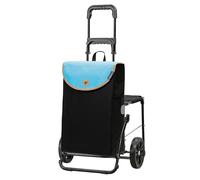 Andersen Einkaufstrolley - klappbar - 44 Liter - Mit Klappsitz bis 120 kg - höhenverstellbar - belastbar 50 kg - Stahlgestell - Trolley - Komfort Shopper Lova blau