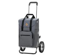 Andersen Einkaufstrolley - klappbar - 45 Liter - mit Kühlfach - belastbar 60 kg - Stahlgestell - Trolley - Metallspeichen-Rad Ø 25 cm - Royal Shopper Steel Wismar Silbergrau