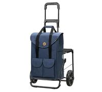 Andersen Einkaufstrolley - klappbar - 54 Liter - Mit Klappsitz bis 120 kg - höhenverstellbar - belastbar 50 kg - Stahlgestell - Trolley - Komfort Shopper Jacob blau