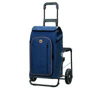 Andersen Einkaufstrolley - klappbar - 61 Liter - mit Klappsitz bis 120 kg - mit Kühlfach - belastbar 50 kg - Stahlgestell - Trolley - Komfort Shopper Folke blau