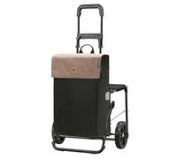 ANDERSEN Einkaufstrolley - Komfort Shopper Hera Sand | mit Sitz, klappbar, aus Stahl, bis 50 kg - Tasche mit Seitentasche, Innenfach, Reflektoren, 47 L