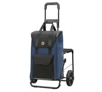 ANDERSEN Einkaufstrolley - Komfort Shopper Senta 2.0 blau 49 L Einkaufswagen, stilvoll, wasserabweisend, klappbar, mit Sitz, multifunktional