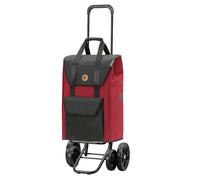 ANDERSEN Einkaufstrolley - Quattro Shopper Senta 2.0 rot | mit 4 Rädern, höhenverstellbar, schieb- und ziehbar, bis 50 kg - Tasche mit Kordelzug, Fronttasche, Reflektoren, 49 L