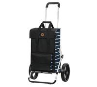 ANDERSEN Einkaufstrolley - Royal Shopper Jella blau | mit Flüsterrädern, große Räder, 25 cm, aus Alu, bis 50 kg - Tasche mit Seitentasche, Innenfach, Reflektoren, 51 L