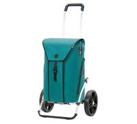 ANDERSEN Einkaufstrolley - Royal Shopper Oli.P 3.0 Petrol | mit Flüsterrädern, große Räder, 25 cm, aus Alu, bis 50 kg - Tasche mit Thermofach, Rucksackfunktion, Fronttasche, 50 L