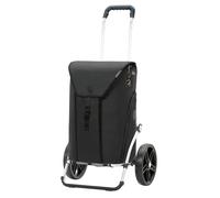 ANDERSEN Einkaufstrolley - Royal Shopper Oli.P 3.0 schwarz | mit Flüsterrädern, große Räder, 25 cm, aus Alu, bis 50 kg - Tasche mit Thermofach, Rucksackfunktion, Fronttasche, 50 L