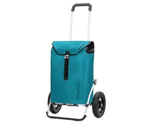 ANDERSEN Einkaufstrolley - Royal Shopper Ortlieb Petrol | mit Luftbereifung, große Räder, 25 cm, aus Alu, bis 50 kg - Tasche verschweißt, wasserdicht, Innenfach, 49 L