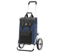 ANDERSEN Einkaufstrolley - Royal Shopper Senta 2.0 blau | mit Speichenrädern, große Räder, 25 cm, aus Alu, bis 50 kg - Tasche mit Kordelzug, Fronttasche, Reflektoren, 49 L