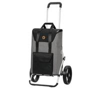 ANDERSEN Einkaufstrolley - Royal Shopper Senta 2.0 grau | mit Flüsterrädern, große Räder, 25 cm, aus Alu, bis 50 kg - Tasche mit Kordelzug, Fronttasche, Reflektoren, 49 L