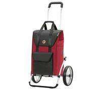 ANDERSEN Einkaufstrolley - Royal Shopper Senta 2.0 rot | mit Speichenrädern, große Räder, 25 cm, aus Alu, bis 50 kg - Tasche mit Kordelzug, Fronttasche, Reflektoren, 49 L