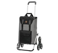 ANDERSEN Einkaufstrolley - Treppensteiger Royal Shopper Senta 2.0 grau | ideal für Treppen, aus Alu, hohe Tragkraft, bis 50 kg - Tasche mit Kordelzug, Fronttasche, Reflektoren, 49 L