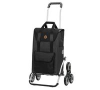 ANDERSEN Einkaufstrolley - Treppensteiger Royal Shopper Senta 2.0 schwarz | ideal für Treppen, aus Alu, hohe Tragkraft, bis 50 kg - Tasche mit Kordelzug, Fronttasche, Reflektoren, 49 L