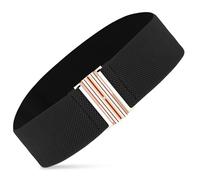 Andibro Breiter elastischer Gürtel für Damen,Stretch Taillengürtel Damenkleid Schnallengürtel Vintage Cinch Gürtel verstellbarer Bund (schwarz)