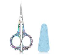 Andibro Kleine Stickschere,Retro Handarbeitsschere mit PU-Überzug,Edelstahl Stoffschere Handwerkliche Nähschere Bastelscheren Textilschere Fadenschere für Haushalt Schule Basteln Büro(Blau)