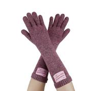 Andiker Thermohandschuhe für Frauen, gestrickte Wolle Daumen und Zeigefinger Touchscreen Handschuhe, warme weiche elastische Winterhandschuhe für den Innenbereich (Lila, Lang)