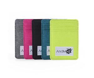 AndMart®️ Slim Wallet Mann Frau RFID Kreditkarteninhaber Karte und Dokumentenhalter abgeschirmte Münze Geldbörse Kleine Brieftasche Slim Banknoten Geldautomatentasche in Buntem und elegantem Canvas