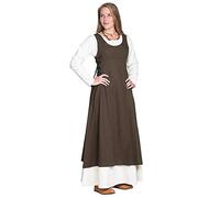 Andracor - Ärmelloses Mittelalter Kleid mit seitlicher Schnürung - Selene - Farbe: Braun - Größe: L - Individuell einsetzbar für LARP, Mittelalter, Fantasy & Cosplay
