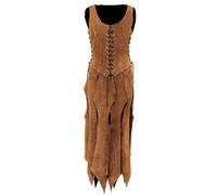 Andracor - Schlichtes Vollbrust Mieder mit Fetzenrock - Figurbetontes Überkleid aus feinem Veloursleder mit Schnürung - für LARP, Mittelalter, Wikinger, Steampunk & Cosplay
