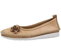 Andrea Conti Damen Ballerina bequem Leder Blume Applikation 0023645, Größe:38 EU, Farbe:Braun
