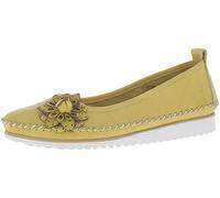 Andrea Conti Damen Ballerina bequem Leder Blume Applikation 0023645, Größe:39 EU, Farbe:Gelb
