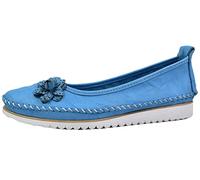 Andrea Conti Damen Ballerina bequem Leder Blume Applikation 0023645, Größe:41 EU, Farbe:Blau