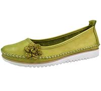 Andrea Conti Damen Ballerina bequem Leder Blume Applikation 0023645, Größe:41 EU, Farbe:Grün