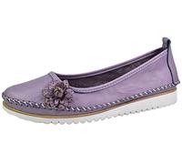 Andrea Conti Damen Ballerina leicht Leder Blüte Florale Applikation 0023645
