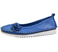 Andrea Conti Damen Ballerina leicht Leder Blüte Florale Applikation 0023645, Größe:38 EU, Farbe:Blau