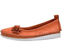 Andrea Conti Damen Ballerina leicht Leder Blüte Florale Applikation 0023645, Größe:39 EU, Farbe:Orange