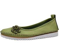 Andrea Conti Damen Ballerina leicht Leder Blüte Florale Applikation 0023645, Größe:41 EU, Farbe:Grün