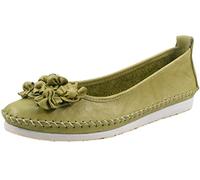 Andrea Conti Damen Ballerina Slipper Leder Florale Applikation Soft 0027987