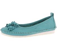 Andrea Conti Damen Ballerina Slipper Leder Florale Applikation Soft 0027987, Größe:41 EU, Farbe:Blau