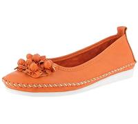 Andrea Conti Damen Ballerina Slipper softes Leder Keilabsatz bequem 0027987, Größe:38 EU, Farbe:Orange