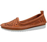 Andrea Conti Damen Leder Slipper sommerlich Florale Cutouts 0021712, Größe:37 EU, Farbe:Orange