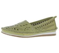 Andrea Conti Damen Slipper aus Wrinkled Leder mit Lochmuster 1889603, Größe:40 EU, Farbe:Grün