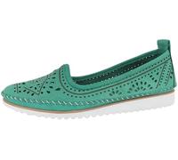 Andrea Conti Damen Slipper Leder Florale Cutouts Keilabsatz mit Streifen 0021712