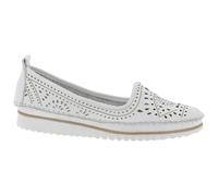 Andrea Conti Damen Slipper Leder Florale Cutouts Keilabsatz mit Streifen 0021712, Größe:37 EU, Farbe:Weiß