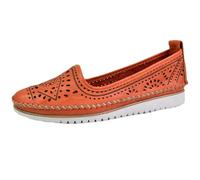 Andrea Conti Damen Slipper Leder Florale Cutouts Keilabsatz mit Streifen 0021712, Größe:38 EU, Farbe:Orange