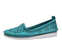 Andrea Conti Damen Slipper Leder Florale Cutouts Keilabsatz mit Streifen 0021712, Größe:41 EU, Farbe:Blau